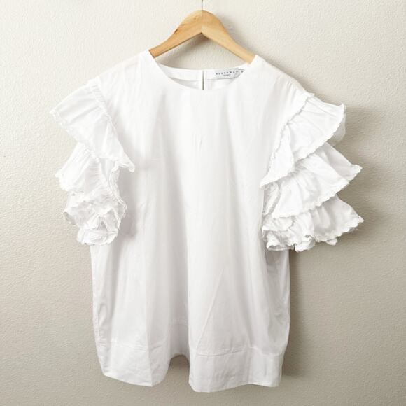 HARSHMAN | Juliette Cotton Blouse Ric Rac Layered Ruffle Sleeve | Size 1X - Picture 3 of 10